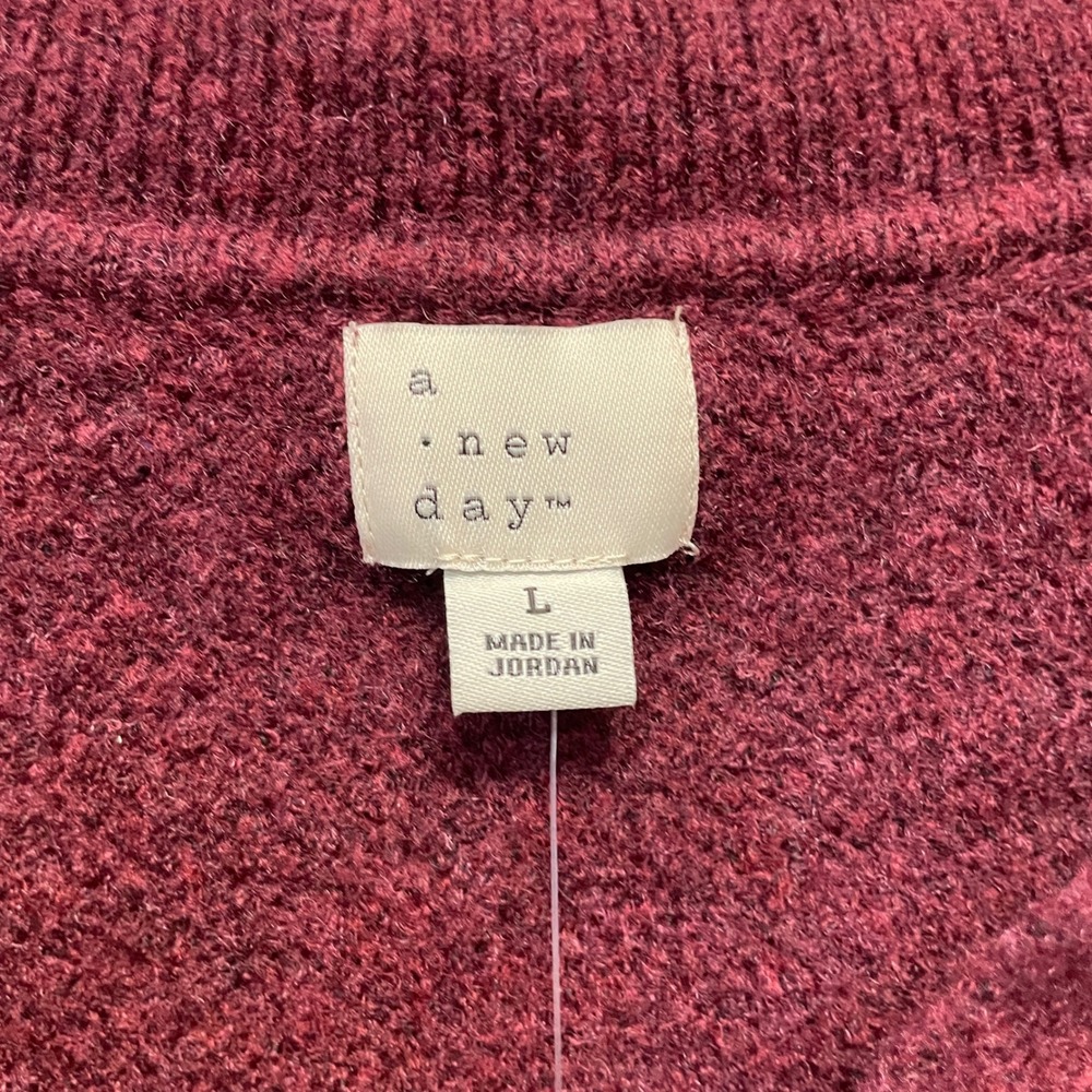 A New Day Women's Burgundy V Neck Collared Pullover Sweater Size Large - Picture 5 of 6
